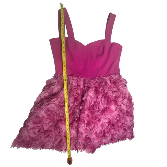 NWT Dress The Population Melanie Floral Applique Mixed Media Mini Dress L - Picture 7 of 10
